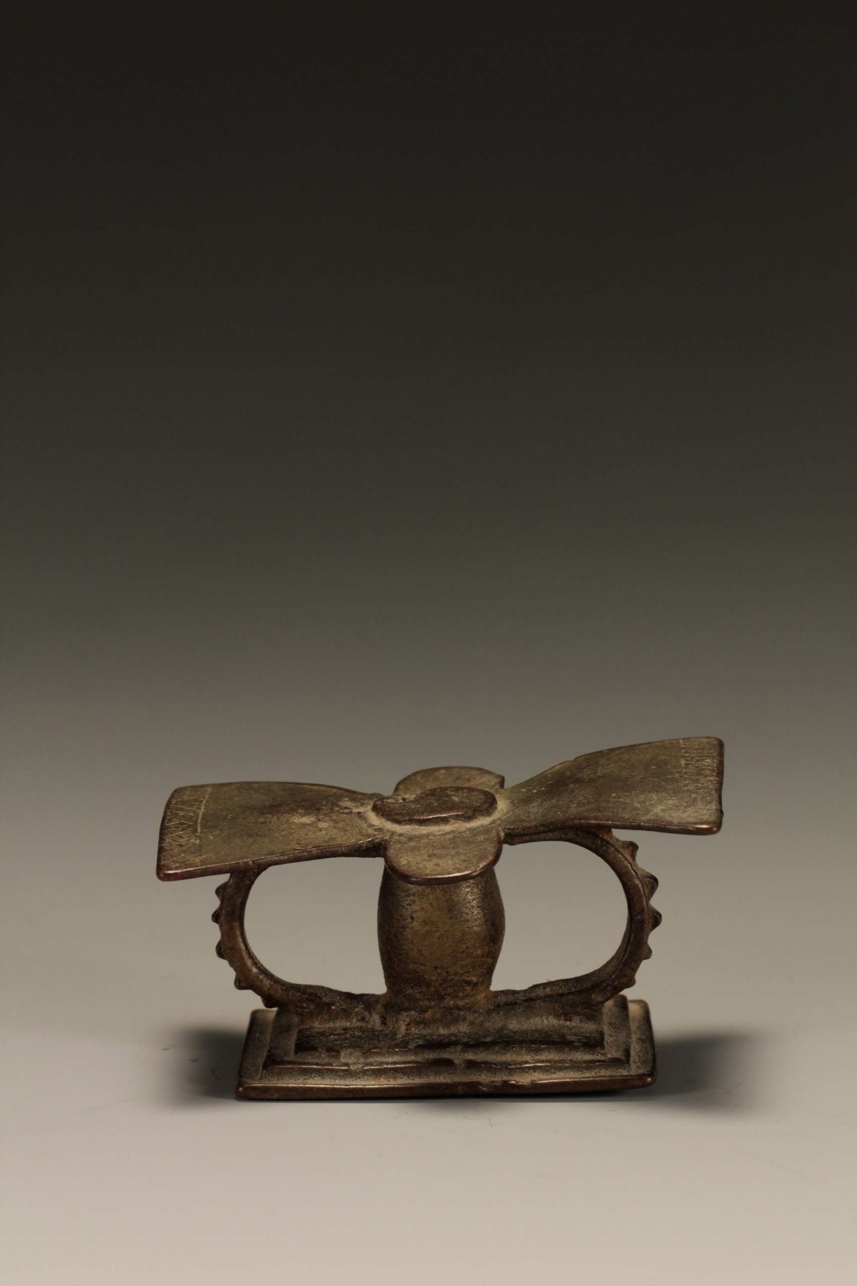 BRONZE ROYAL STOOL GOLD WEIGHT 18TH/19TH CENTURY. AKAN, GHANA