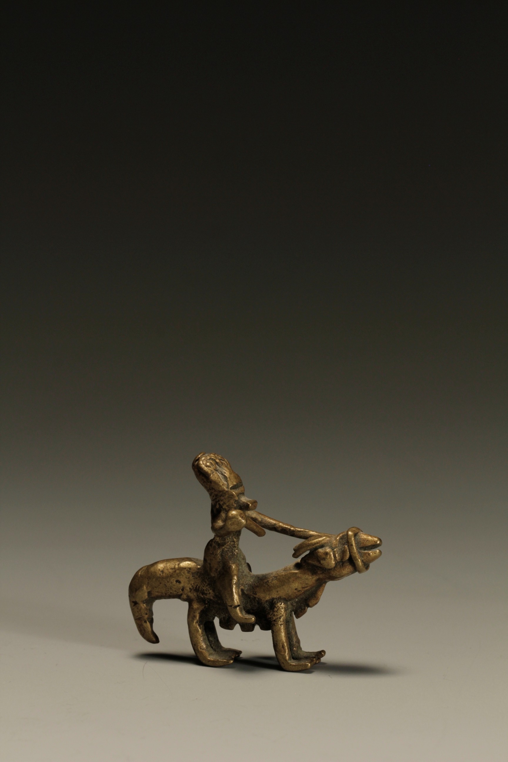 RARE EQUESTIAN FIGURATIVE GOLD WEIGHT. AKAN, GHANA