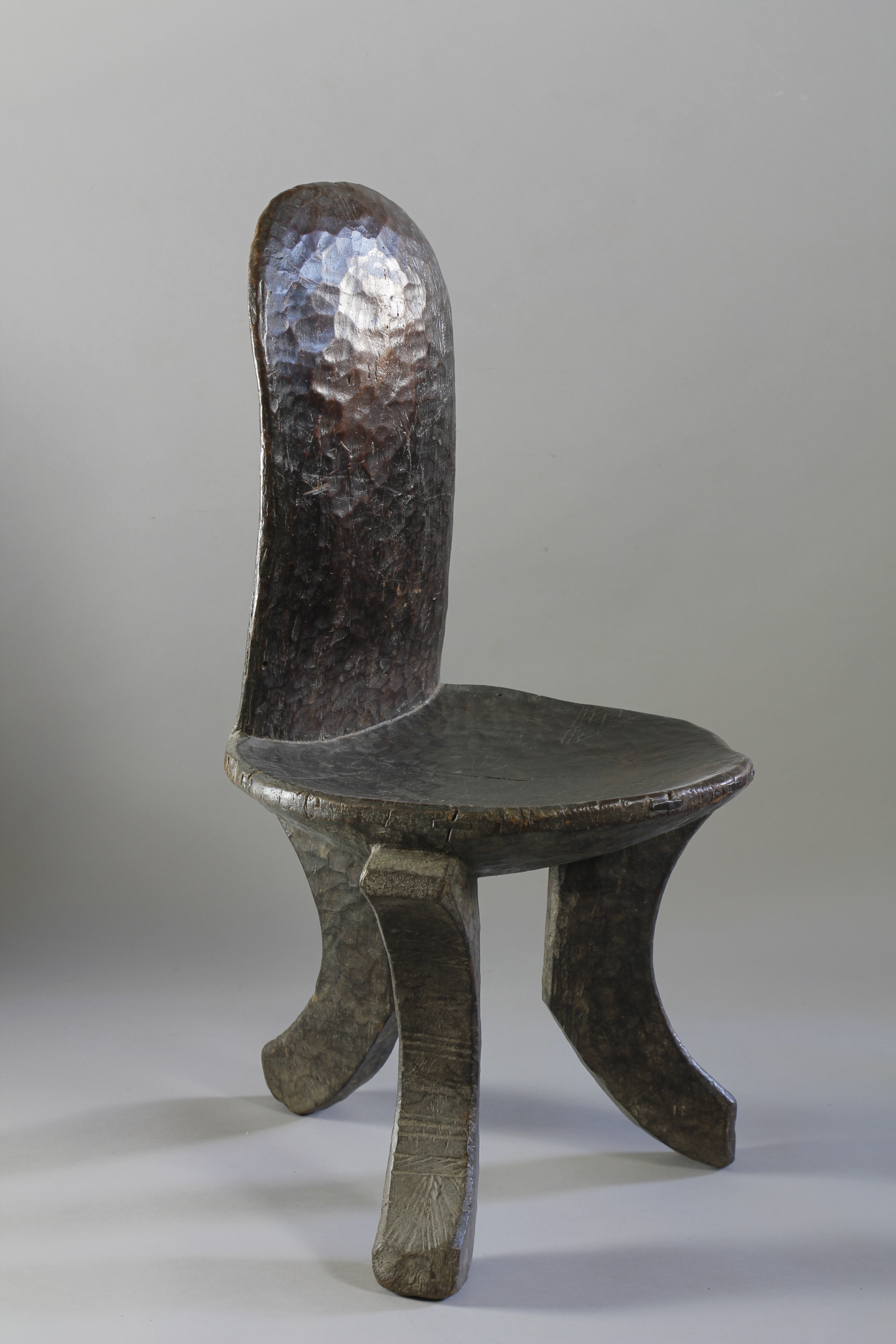 High Backed Chair With Linear Decorations, Southern Ethiopia