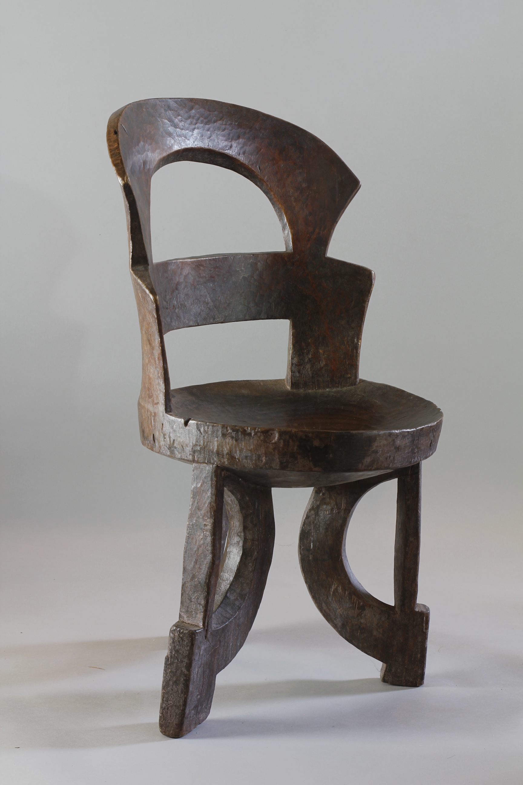 BEAUTIFULLY FORMED HIGH BACKED CHAIR. GINDABARAT, ETHIOPIA