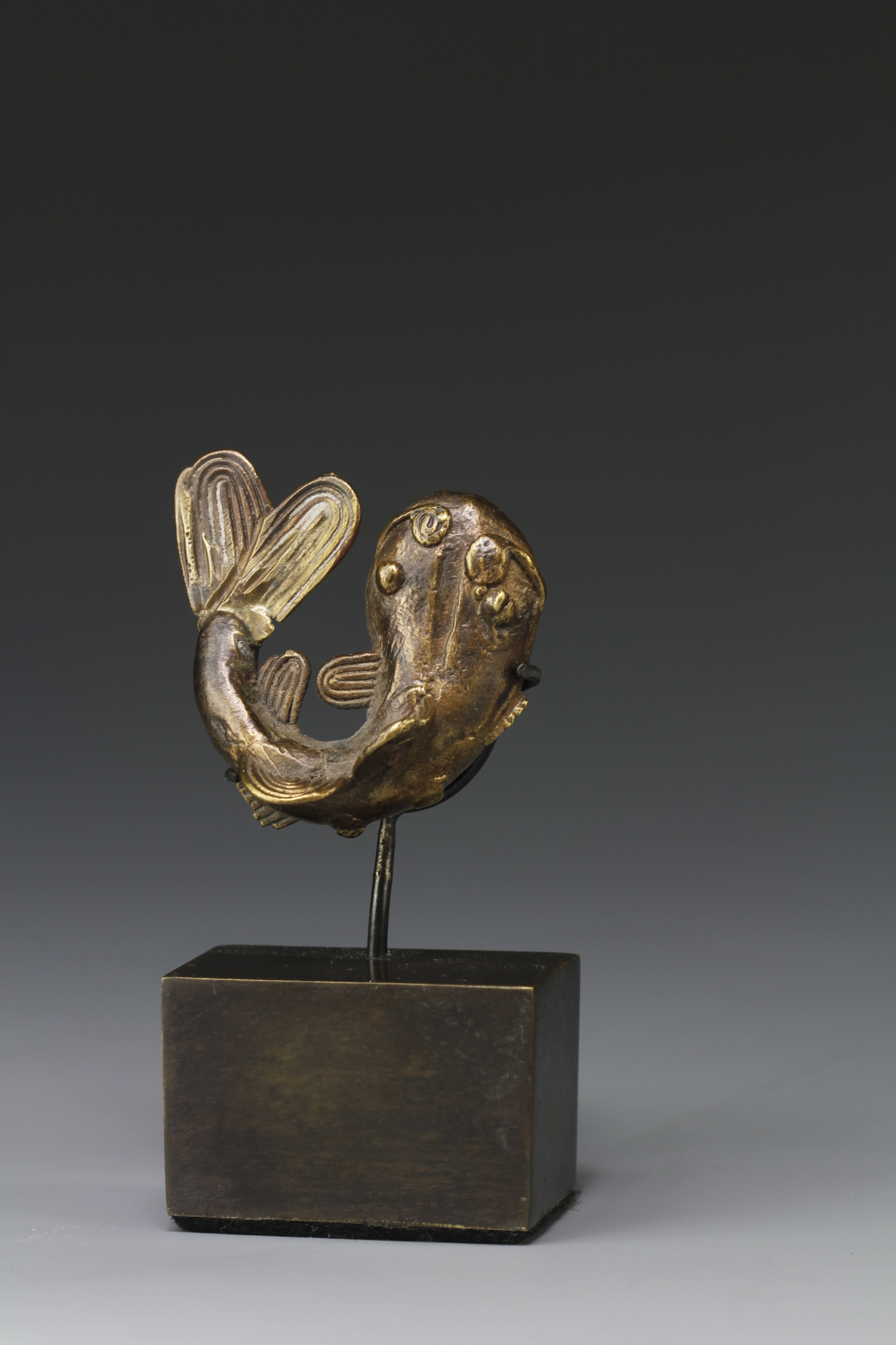 AKAN GOLD WEIGHT OF A FISH (AS MOUNTED)