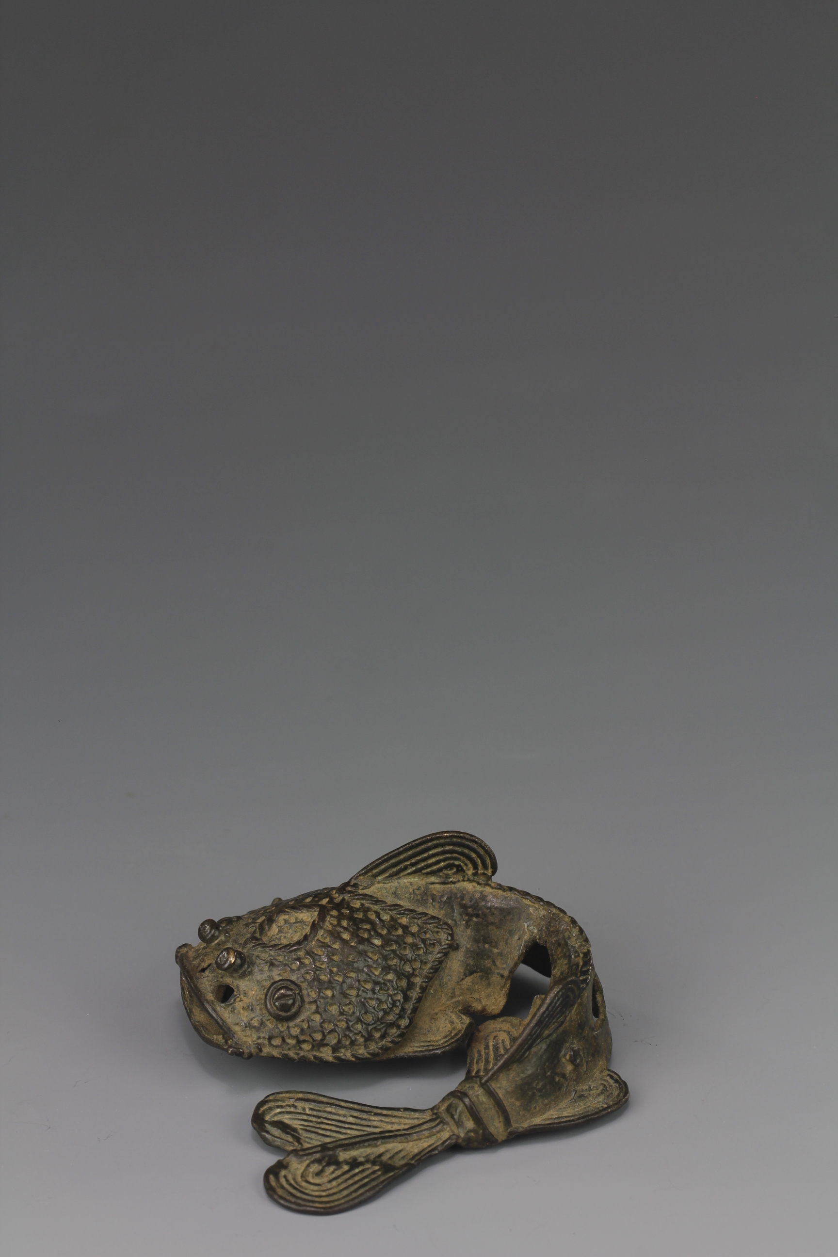 FINE GOLD WEIGHT OF A CAT FISH. AKAN, GHANA