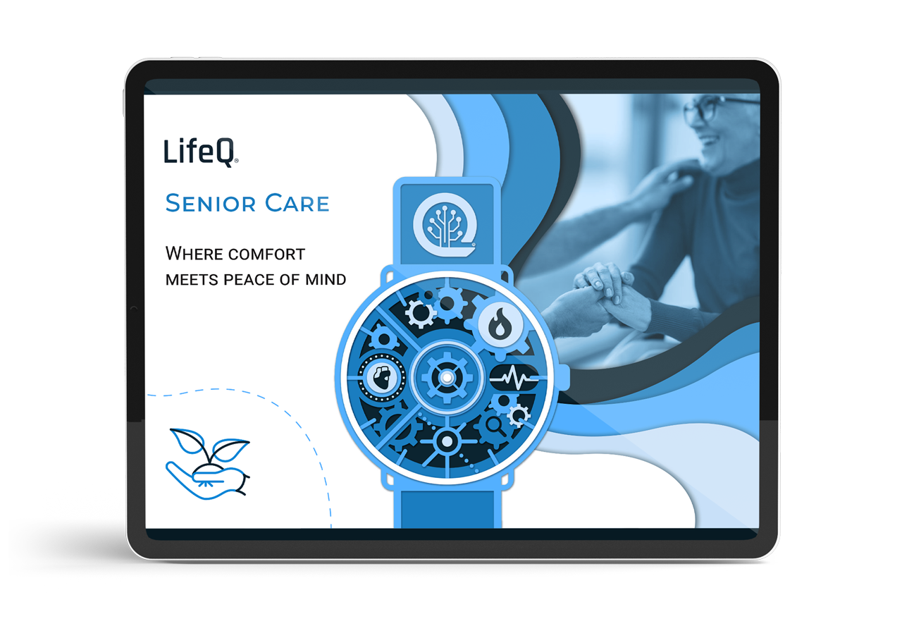 LifeQ brochure mockup for LifeQ Senior Care solution