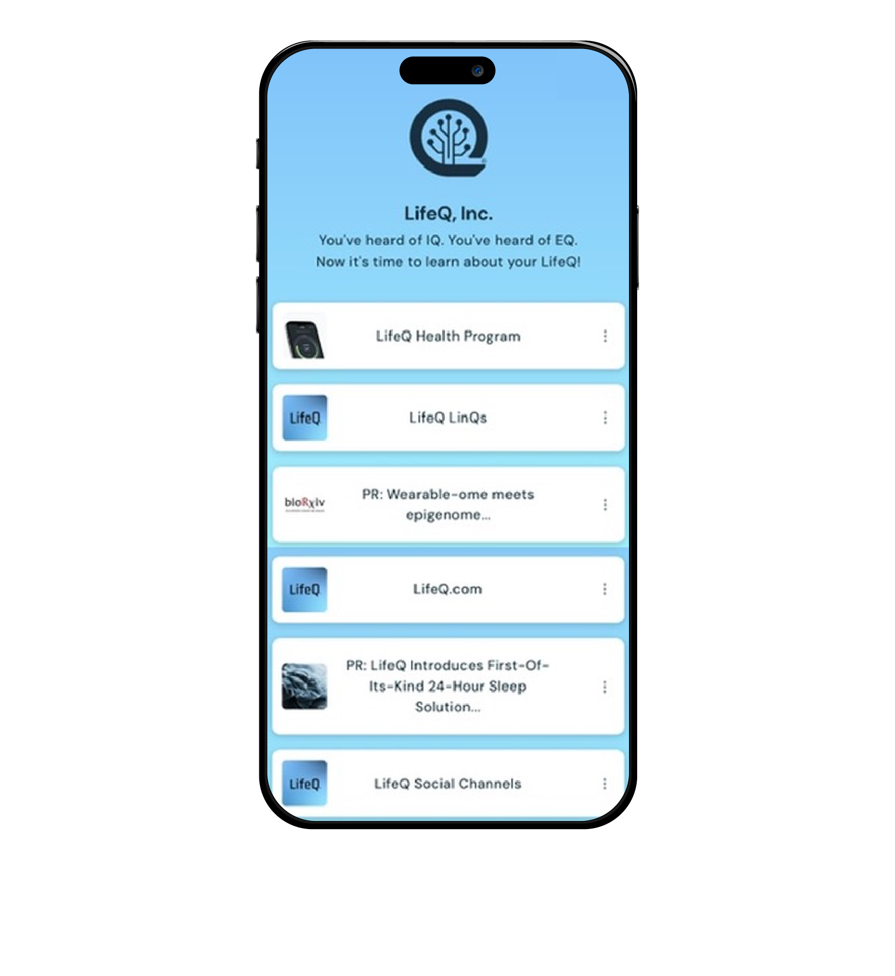 LifeQ Linktree mockup