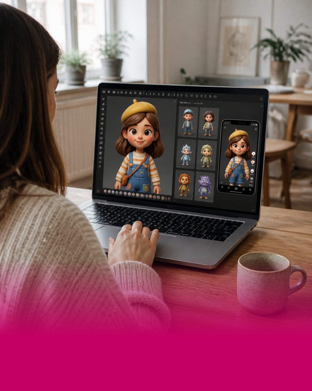 Tvorba AI postavy z modelíny na notebooku