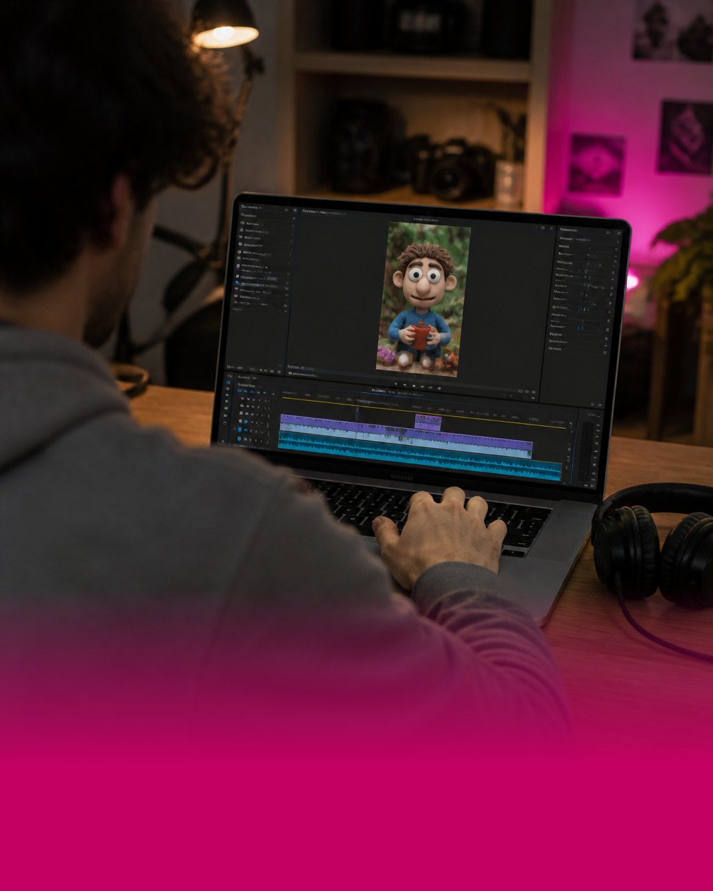 Střih vertikálního videa s AI postavou