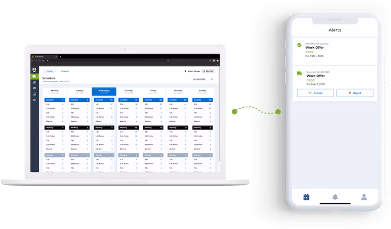 AO Logistics App driver crew management cms with work offers