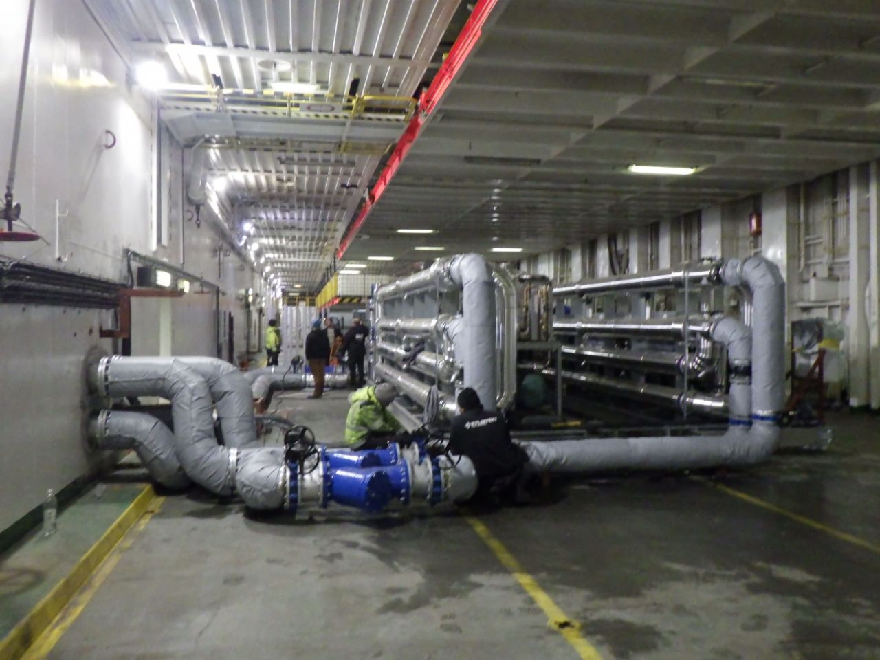 Newly installed heating plant equipment aboard Isabelle X.