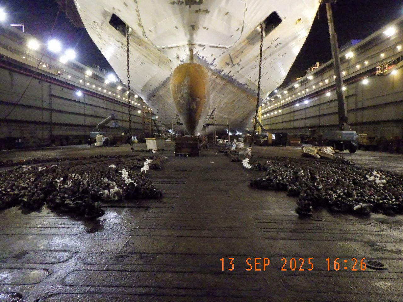 SAGA X's bow in dry dock