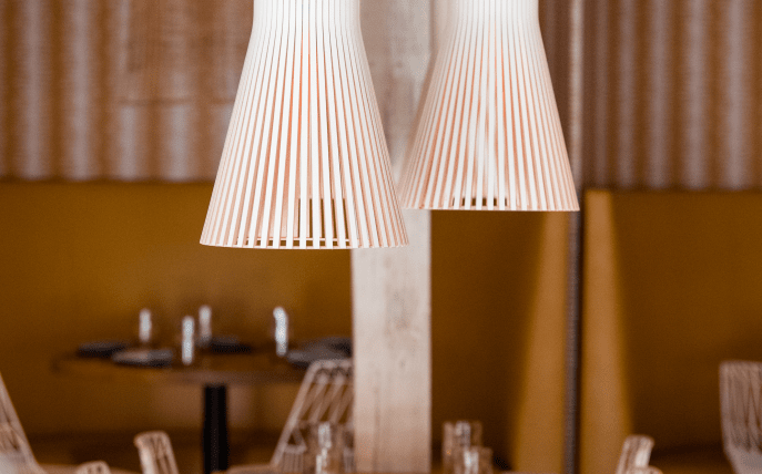 Lamps over dining table