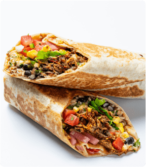 Burrito cut in half
