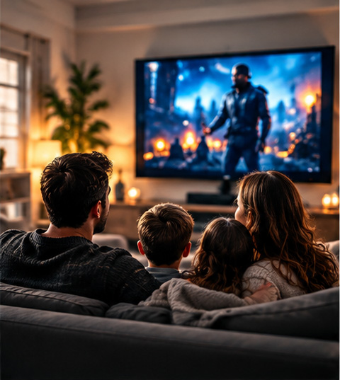 Family Watching TV