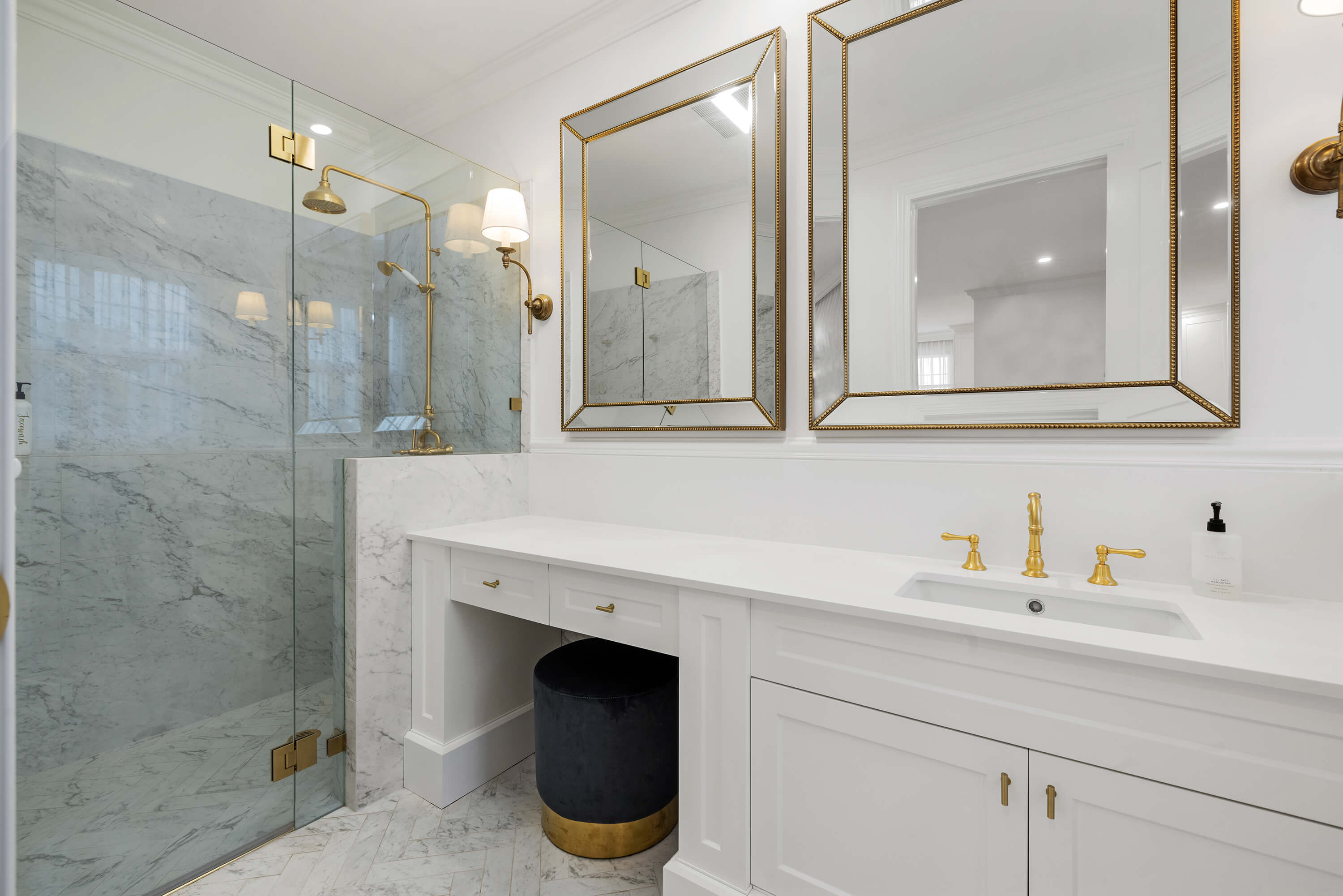 Contemporary vanity design with sleek finishes and storage