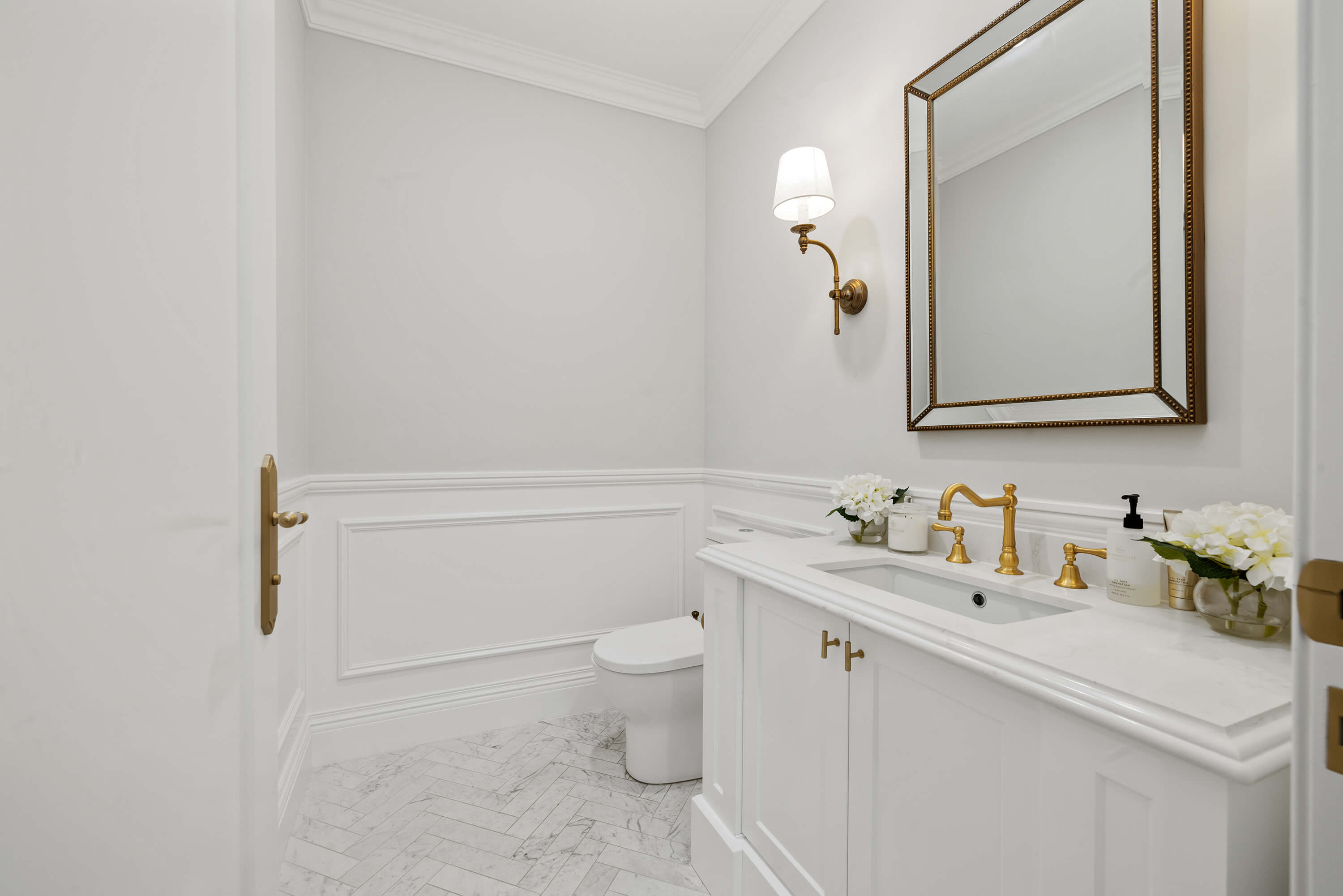 Stylish bathroom vanity with custom joinery and stone benchtop