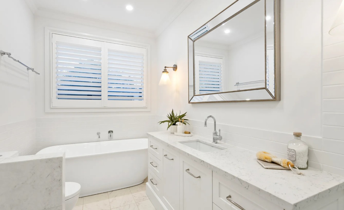 Contemporary bathroom vanity with modern design features