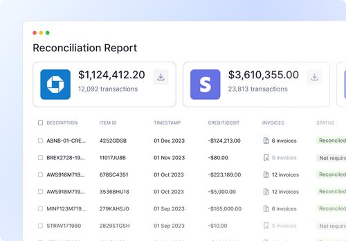 Nanonets automated reconciliation report showing matched transactions, unmatched items, and audit-ready financial close summary