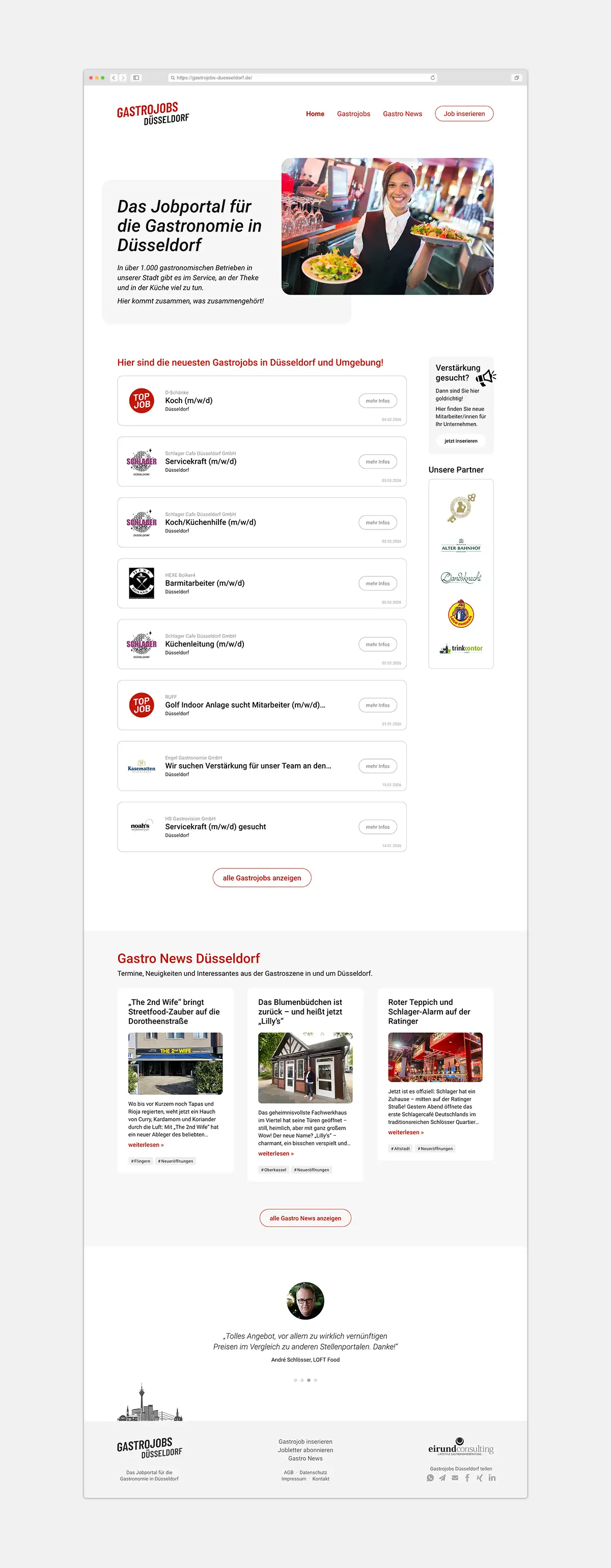 Entwicklung Stellenportal gastrojobs-duesseldorf.de