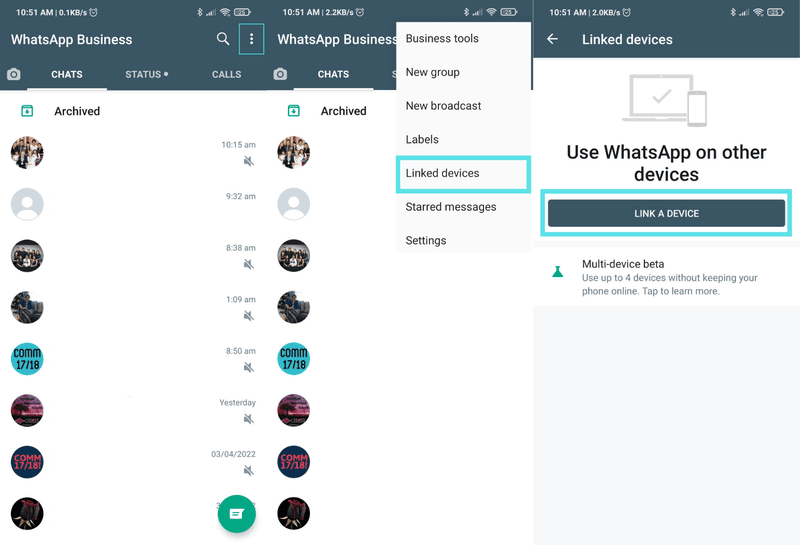 Vous devez suivre les étapes suivantes sur votre application WhatsApp Business pour utiliser Business WhatsApp Web