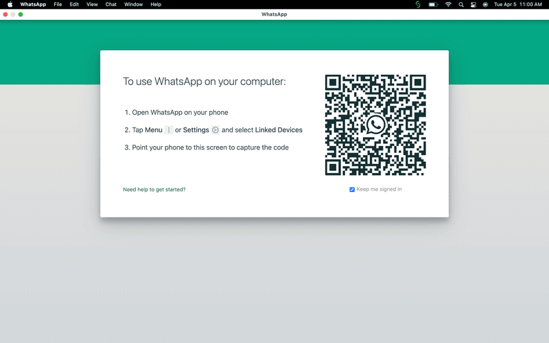 Das zeigt Ihre WhatsApp Business Web App, wenn Sie die WhatsApp Business Desktop App mit whatsapp business web qr code öffnen. Erfahren Sie mehr über wasapp web in unserem Blog.