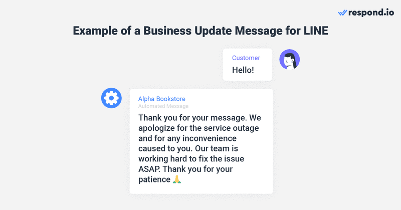 This is a picture that shows an example of a business update message