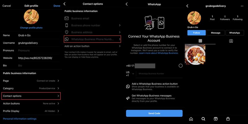 This is an image that shows how to Connect Instagram with WhatsApp. Adding a WhatsApp button to Instagram is simple.  First, go to your Instagram profile and tap Edit profile. Then, tap Contact Options under Public Business Informatiom, and click WhatsApp Business Phone Number. Select a WhatsApp Business number that you want to connect to or add a new WhatsApp Business number. Tap Send Code to receive a verification code. Then, verify your WhatsApp Business account by entering the code sent to your mobile device. Read the blog to learn more about how to add whatsapp link to instagram.