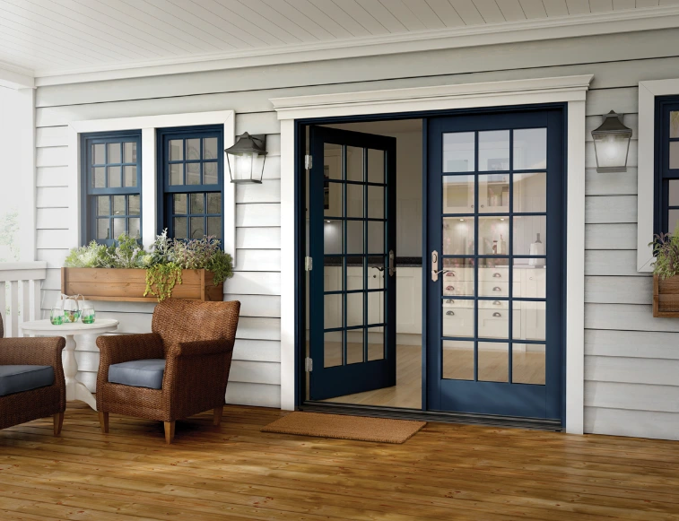 Image of Milgard Black French Patio Doors with Grids