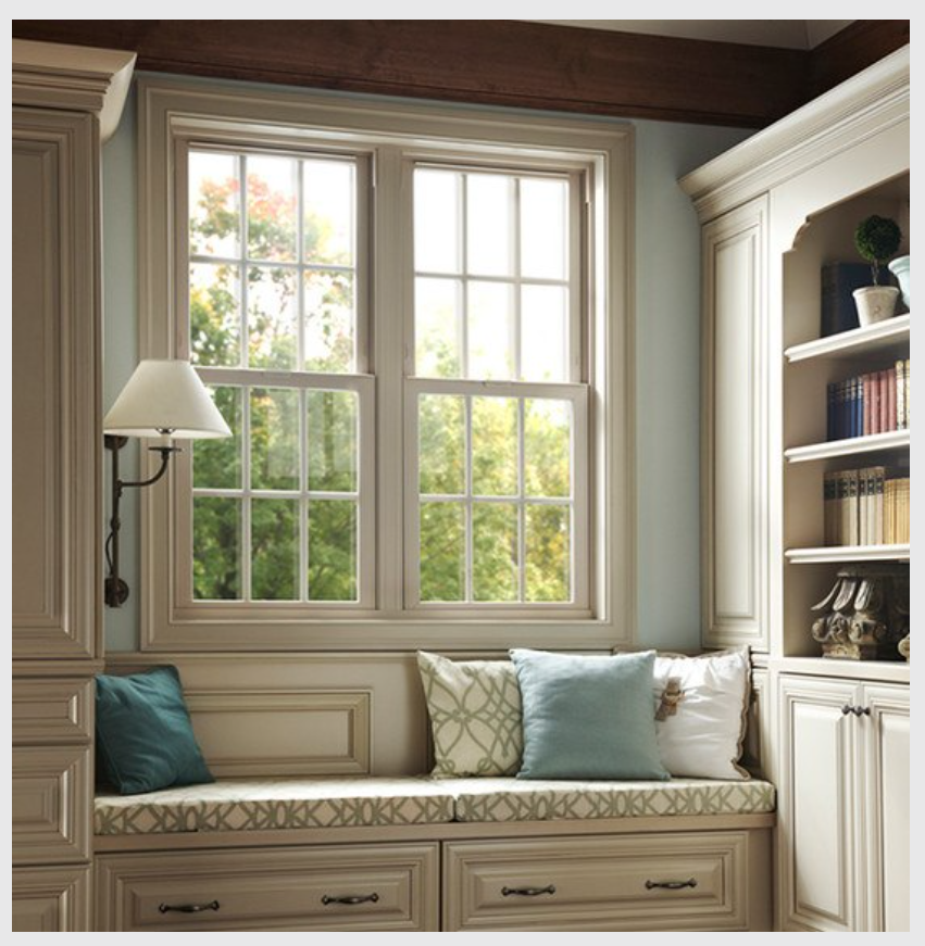 Image of Milgard Vinyl Double Hung Windows in a Home Office Nook