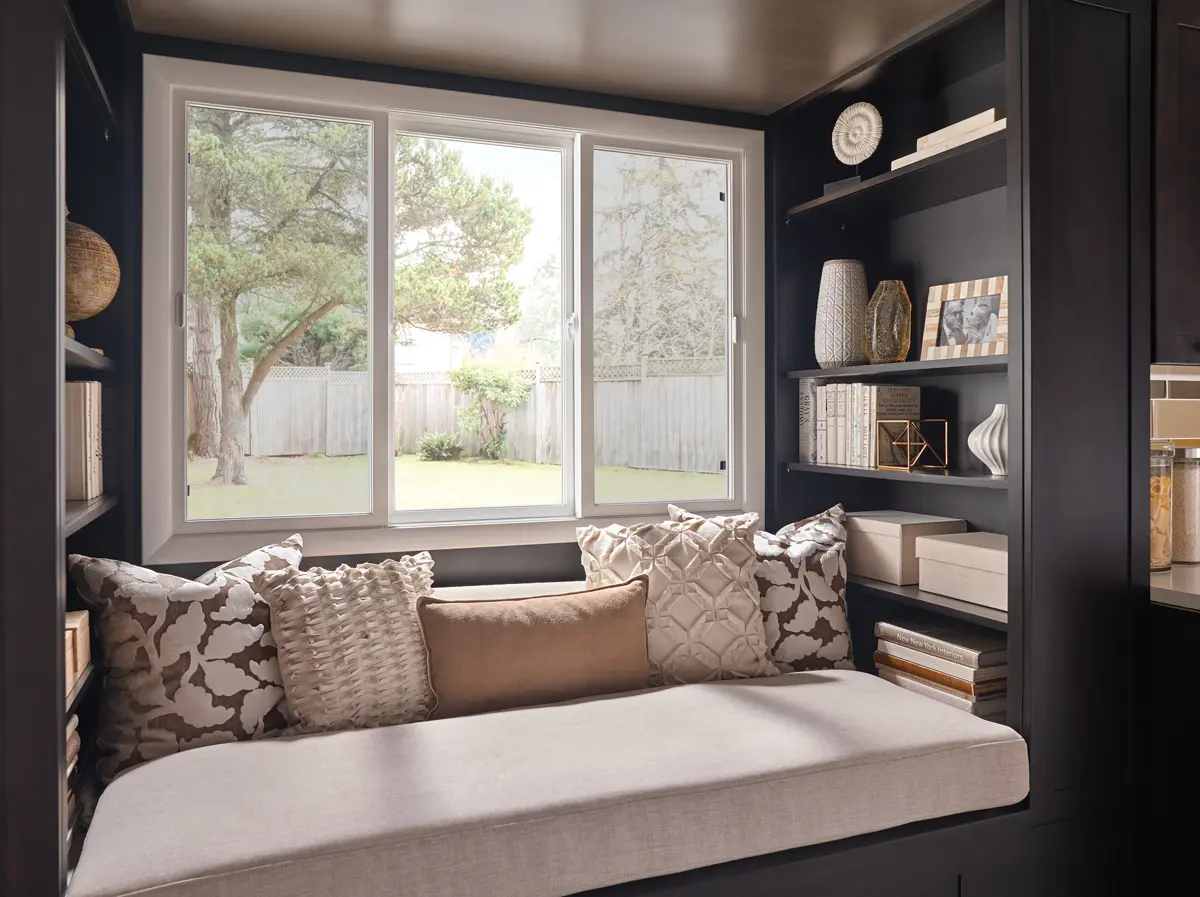 Image of Milgard Ultra Fiberglass Sliding Glass Windows in a Home Office Nook