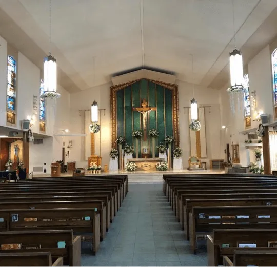 Wide shot of indoor parish