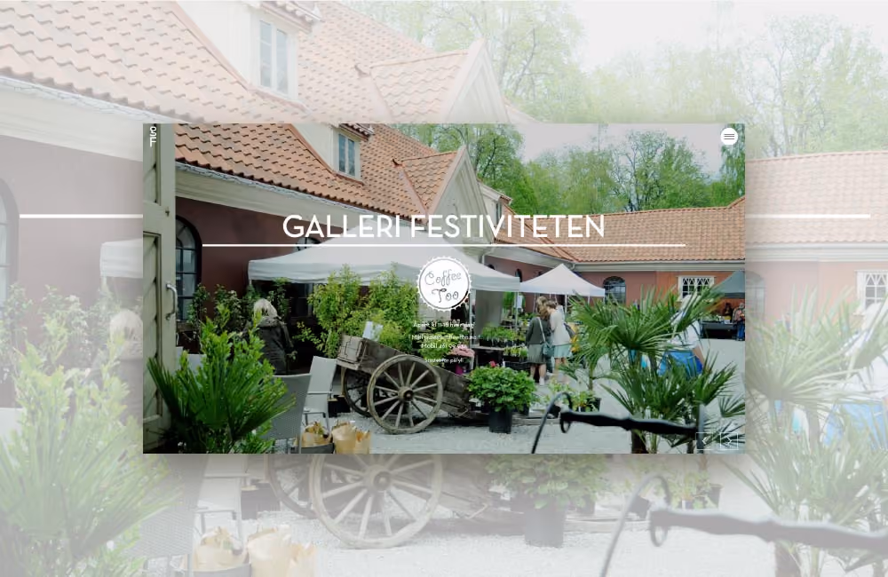 Utsnitt av nettside for Galleri Festiviteten på Eidsvoll Verk. RåW studio, grafisk designer på Jessheim.