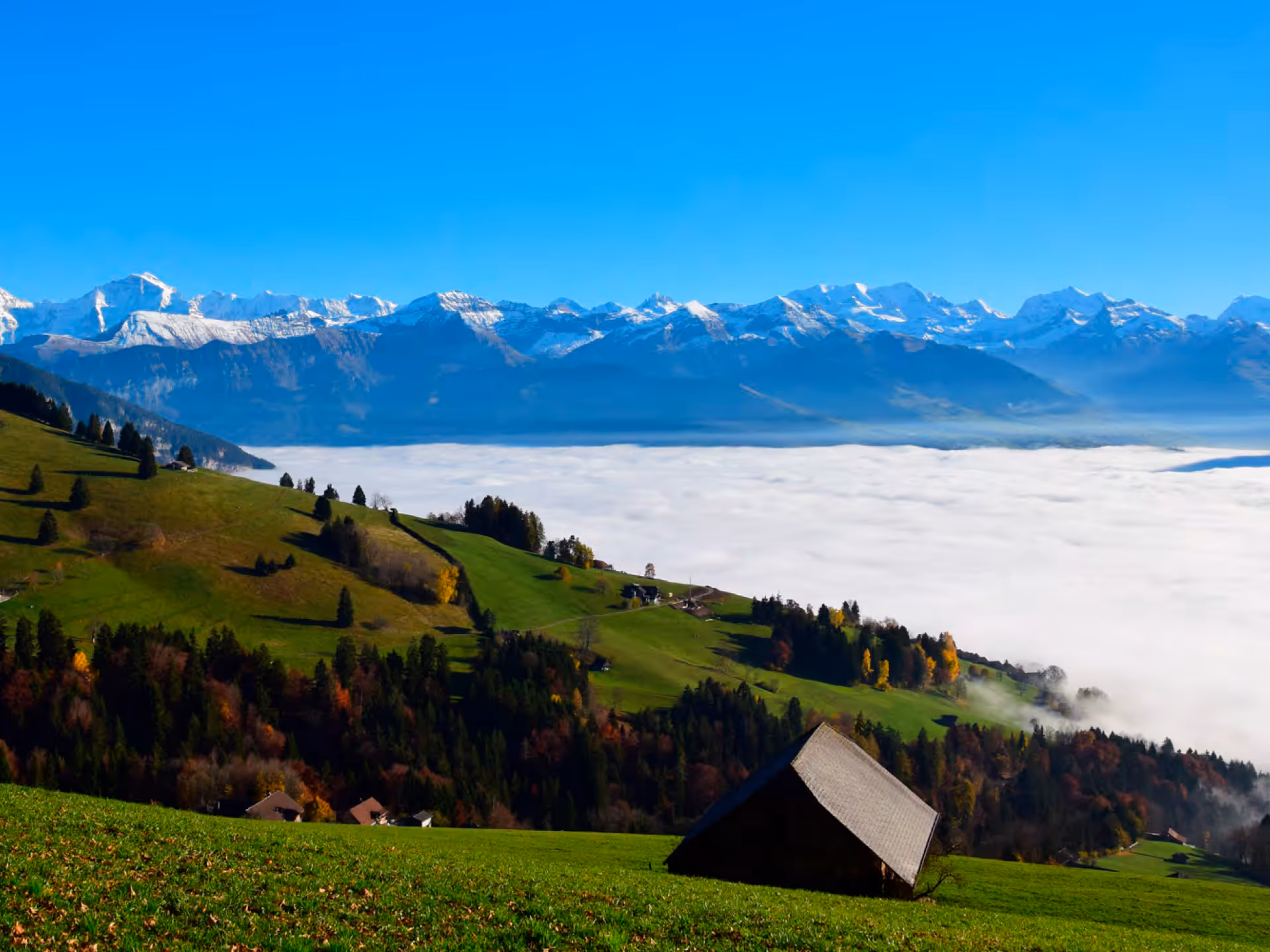 Mer de brouillard vue d'en haut