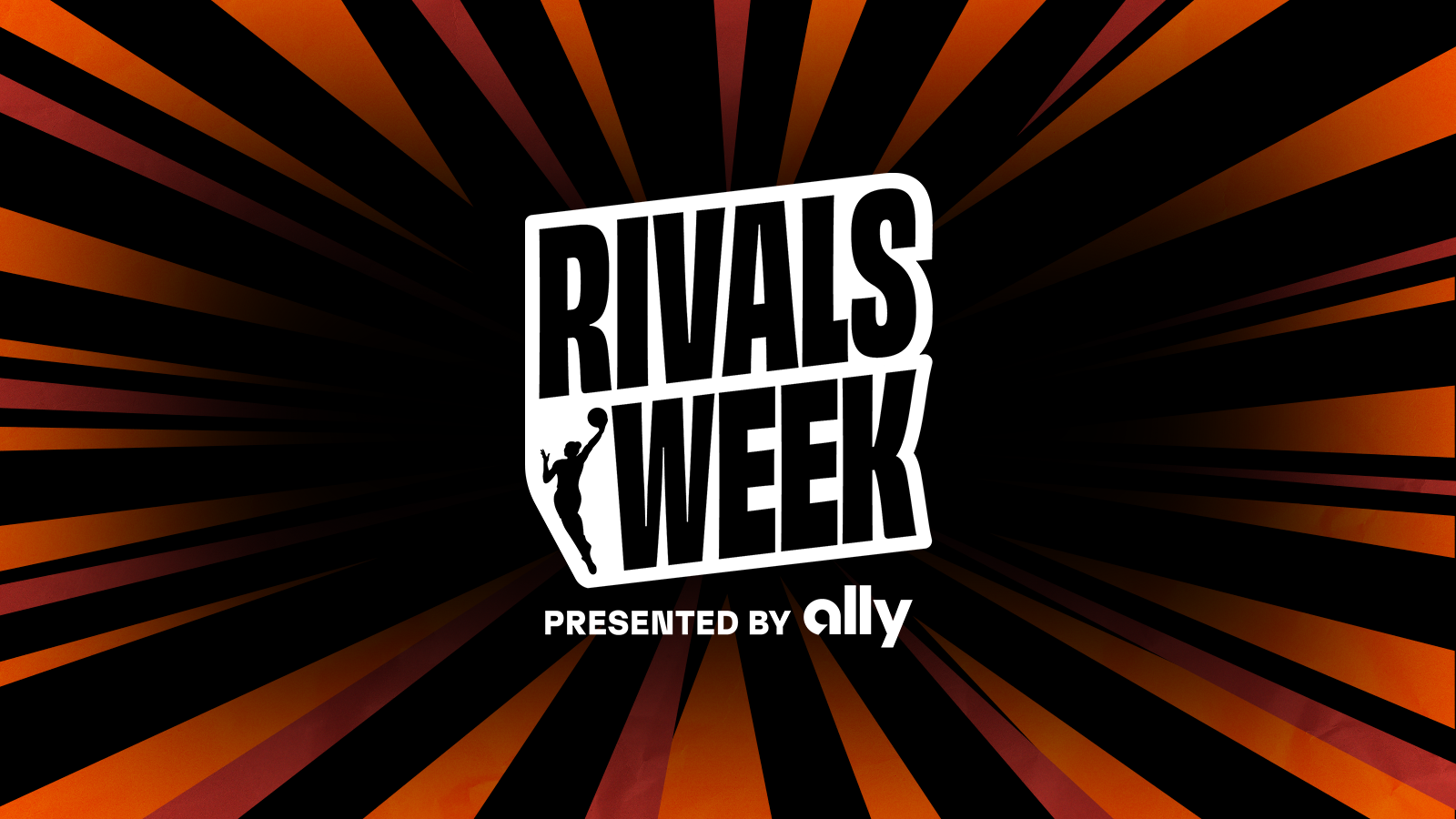 Rivals Week presented by ally lockup, centered as rays of orange and red extend into the depth behind it