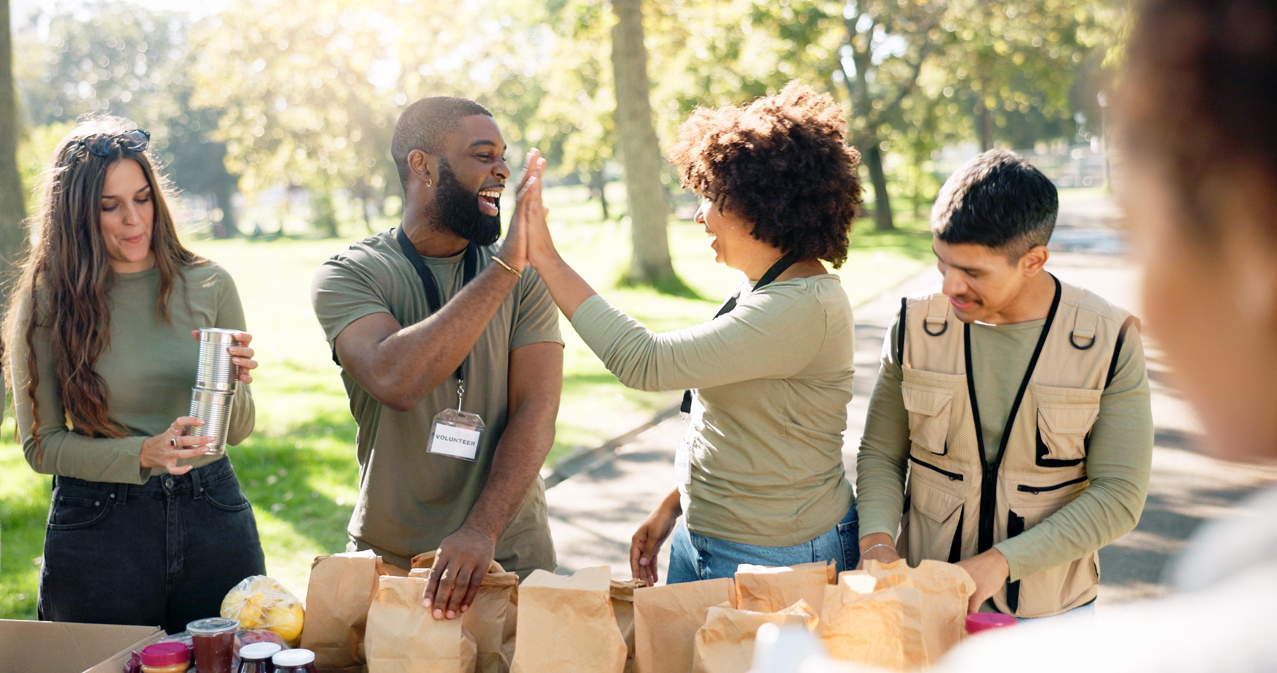 Man happily shaking hands with someone in church congregation