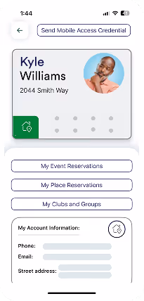 Bellavara resident profile screen showing Kyle Williams’ account and community details.