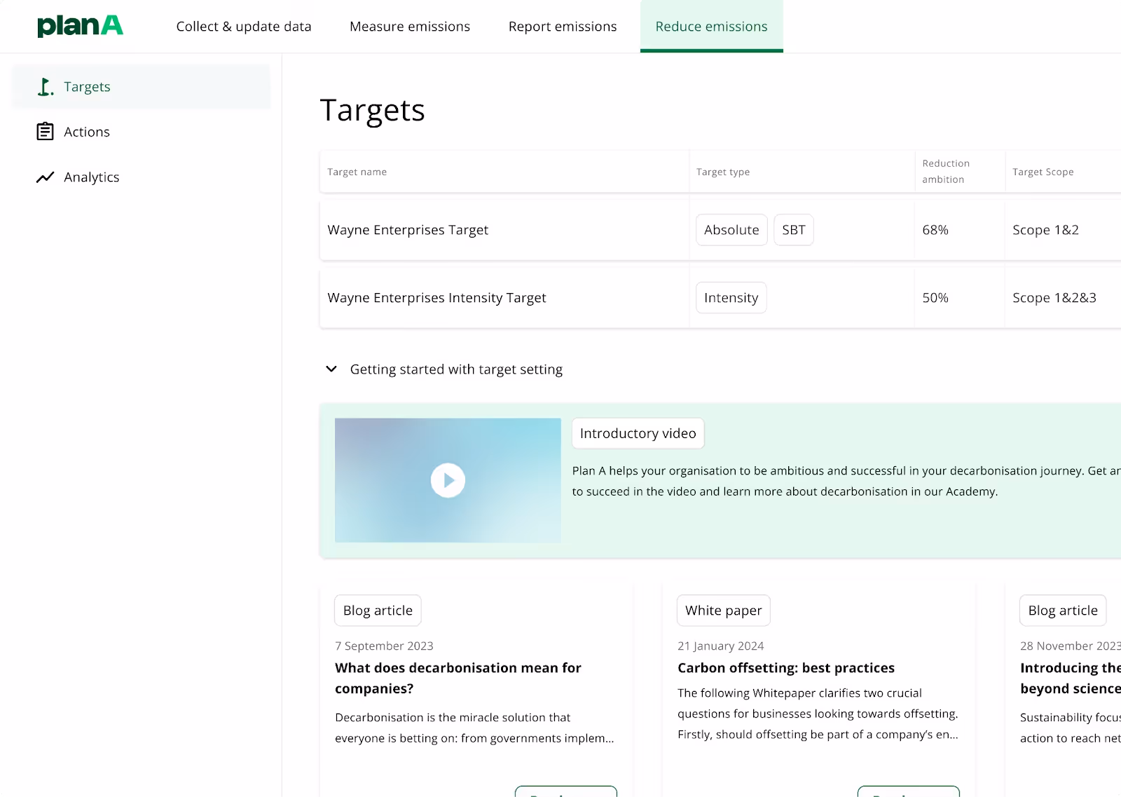 Decarbonisation software: Strategic decarbonisation target setting