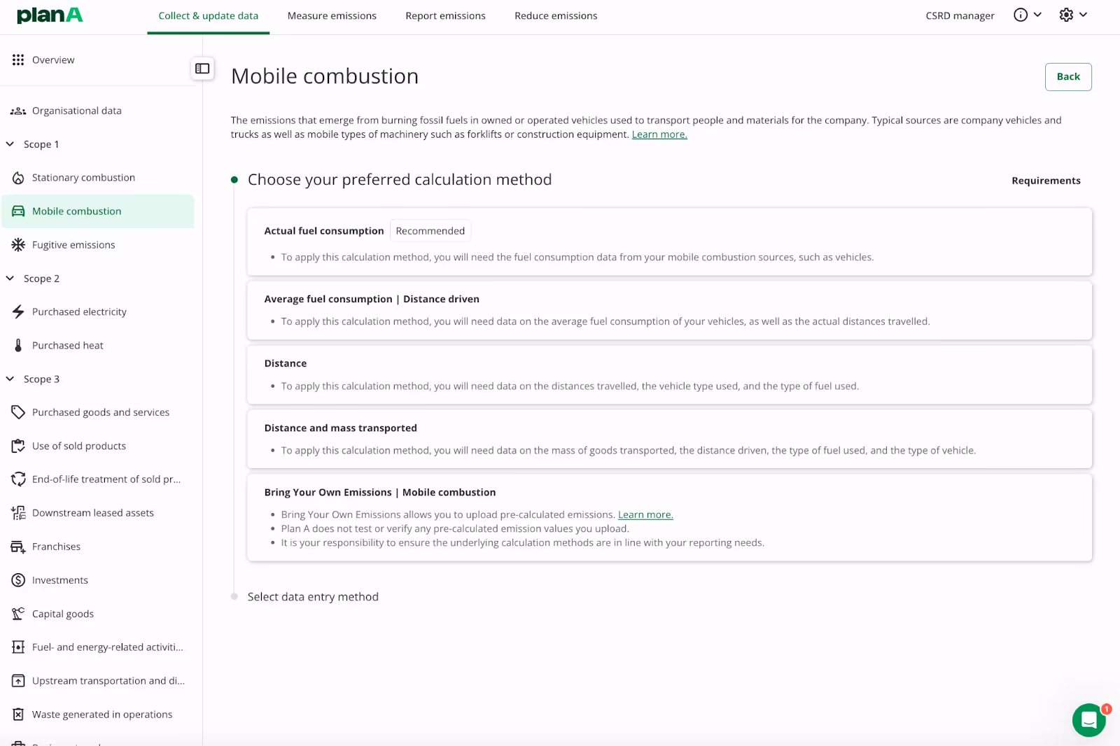 Berechnen Sie die Emissionen der Fahrzeugflotte mit der Plan A-Software.  
