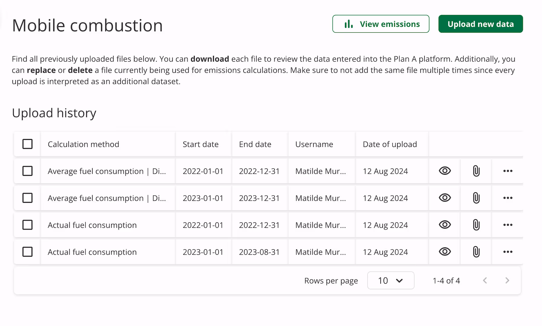 Laden Sie Ihre Fahrzeugemissionsdaten automatisch mit der Plan A-Software hoch.  