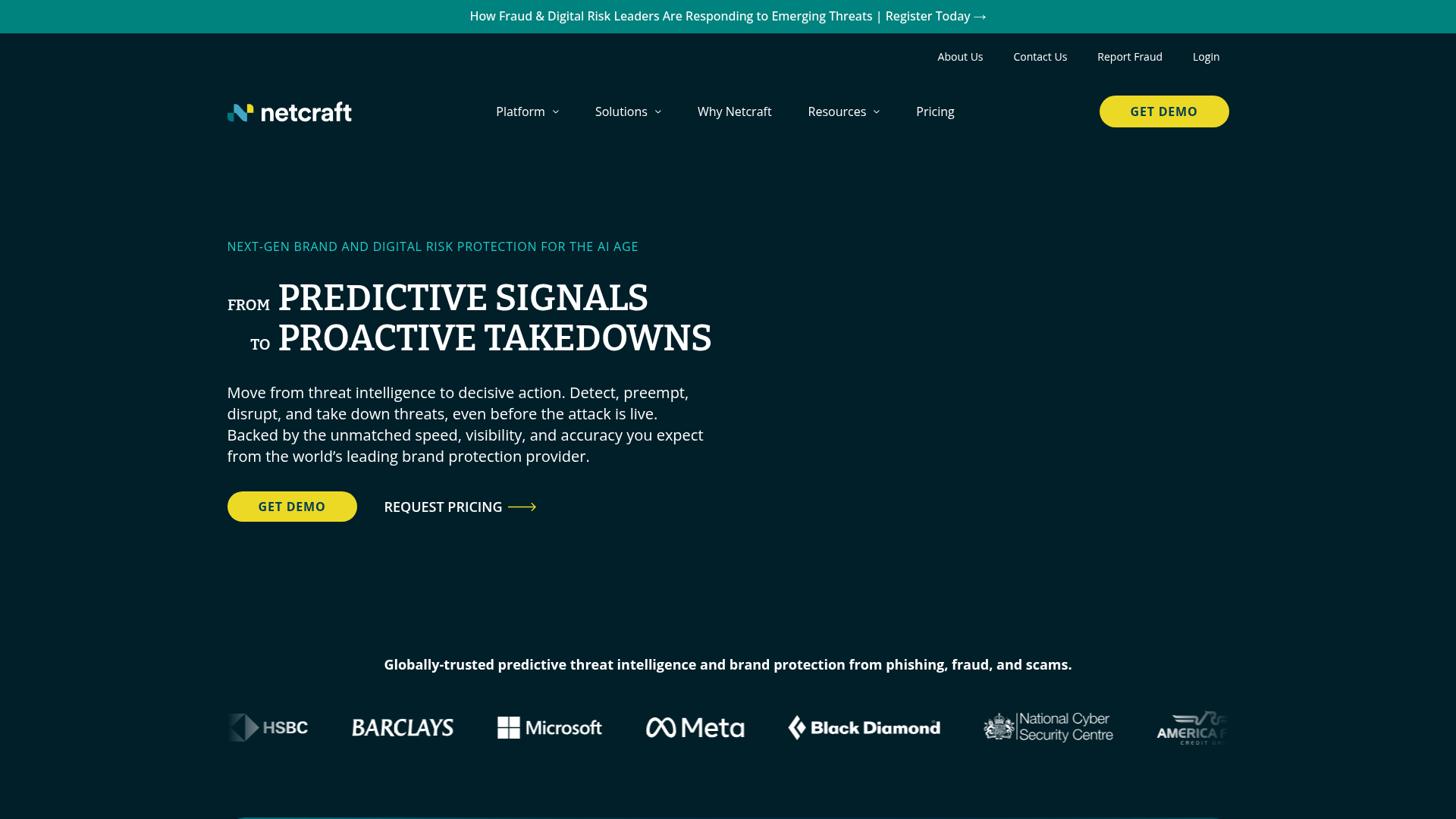 Screenshot of https://netcraft.com
