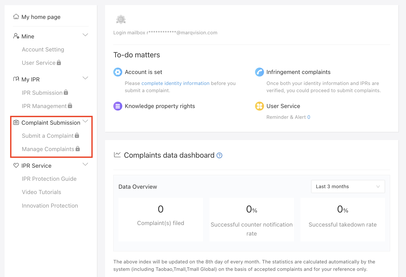 Screenshot of the Alibaba Group User Center page