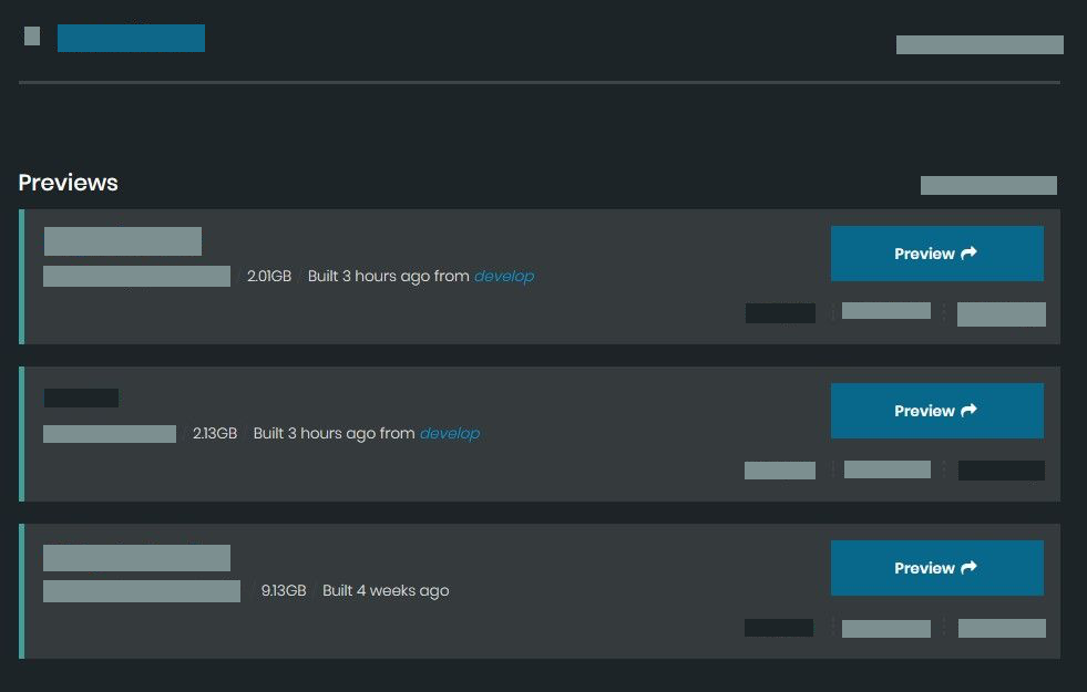 Screenshot showing Tugboat preview environments for every pull request
