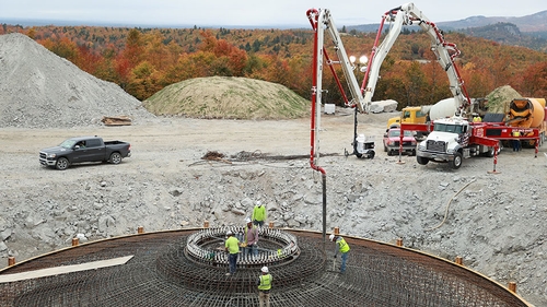 Cement pour for tower