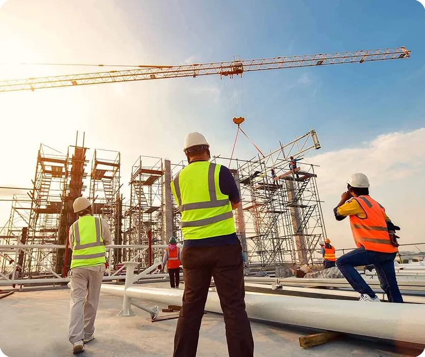 working checking safety on construction site