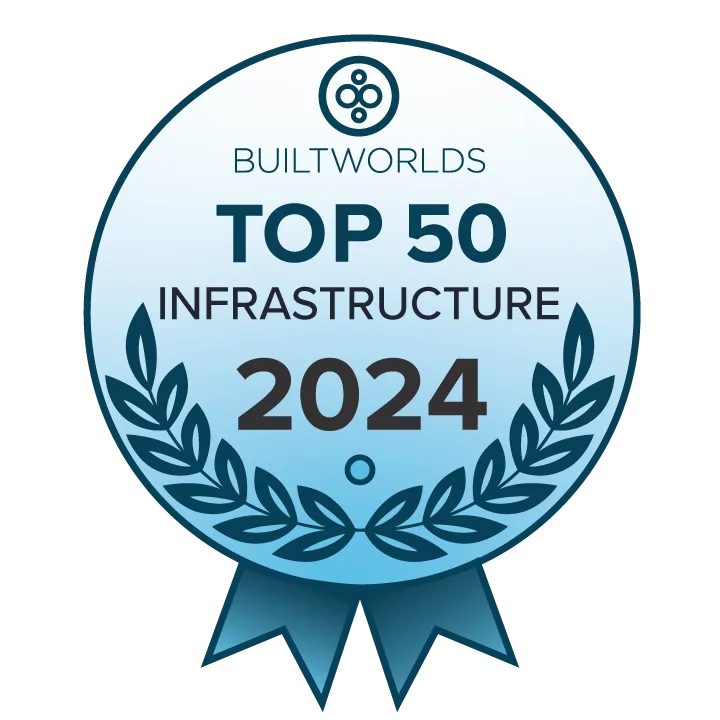 BuiltWorlds Top 50 Infrastructure 2024 award badge with