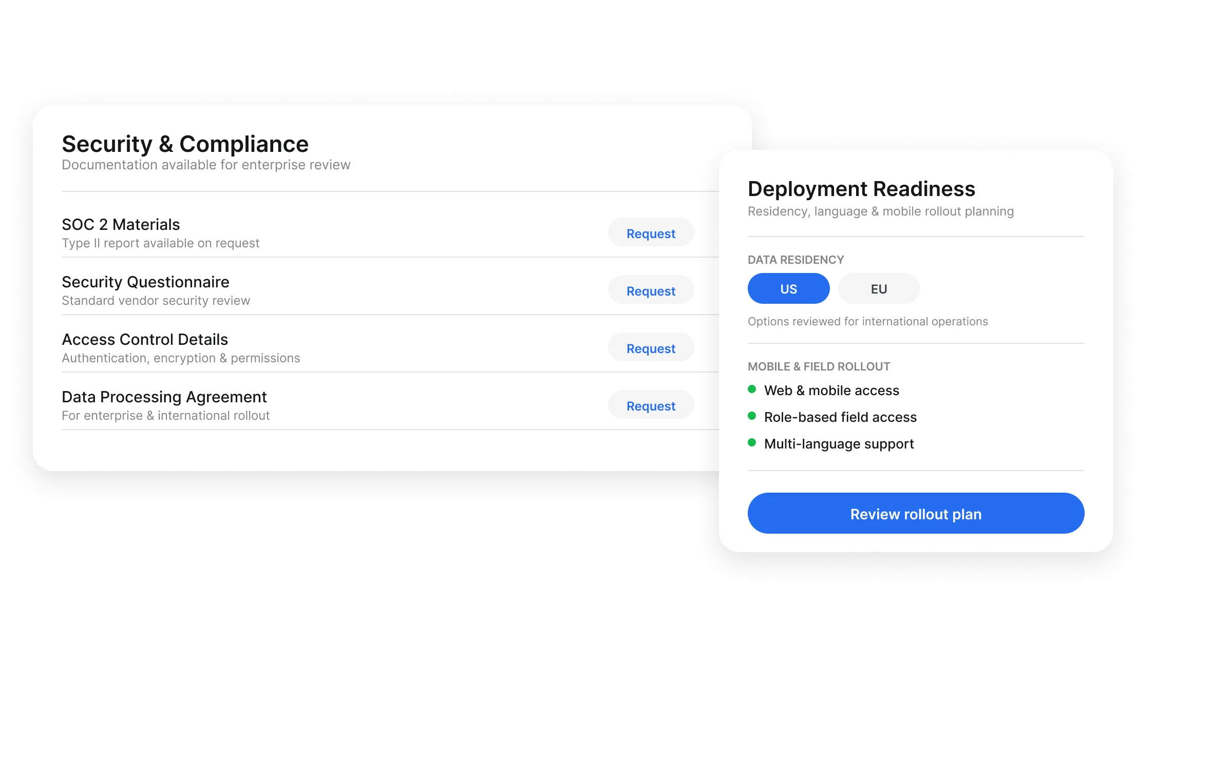 Enterprise construction software SLA support in Clue with security documents and rollout readiness