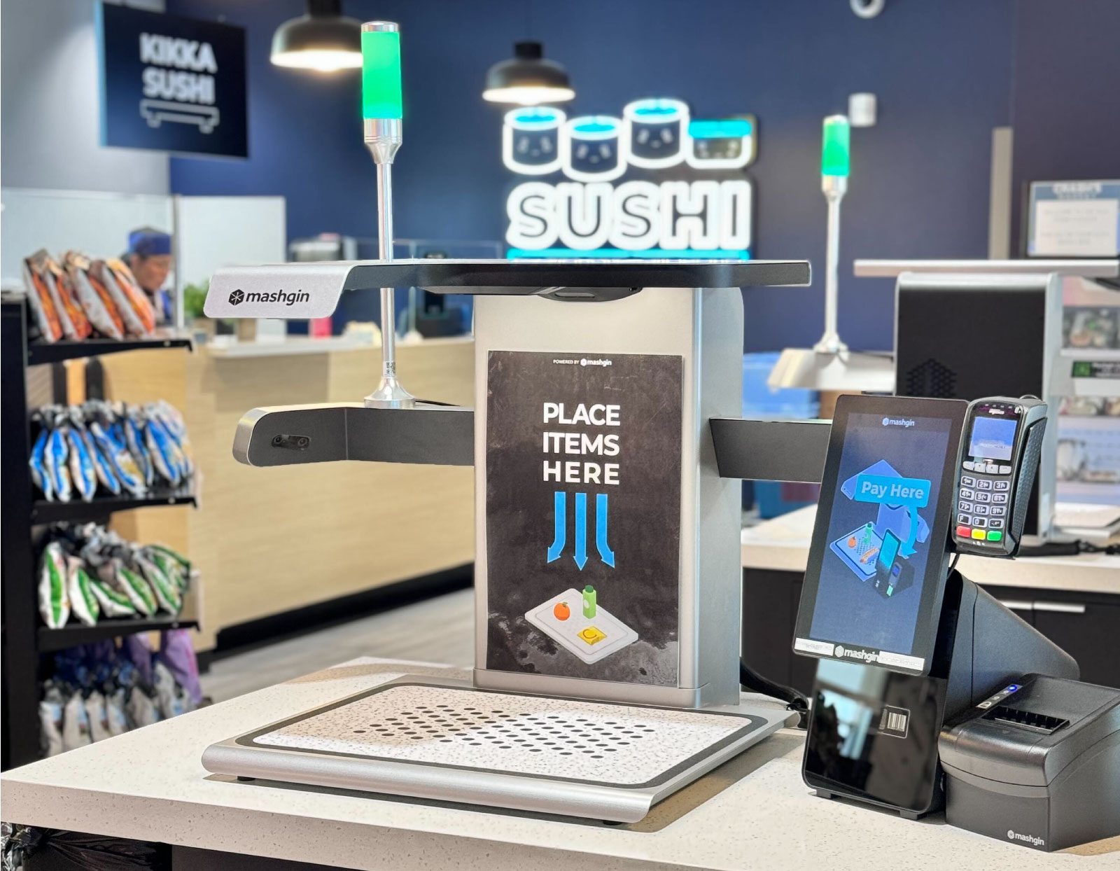 Back-to-back Mashgin kiosks at Crash's Market on CSU San Marcos campus.