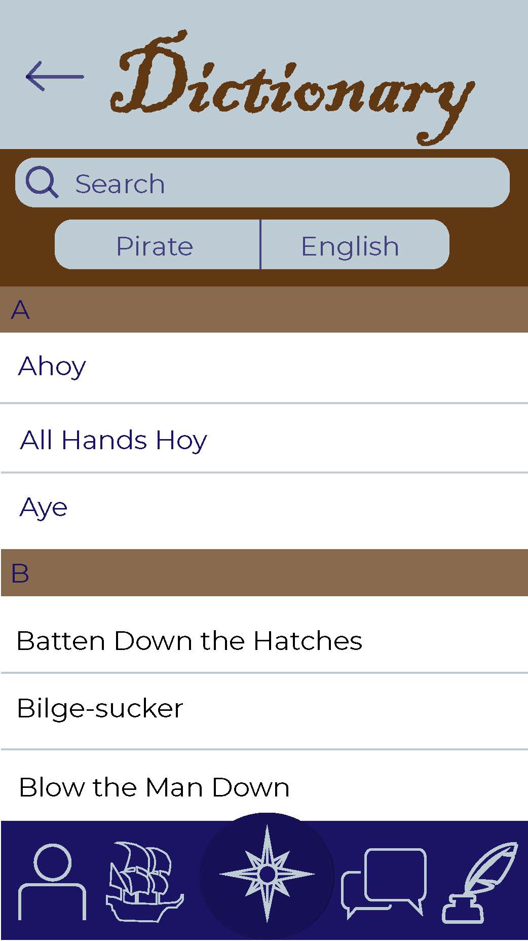Matey dictionry wireframe