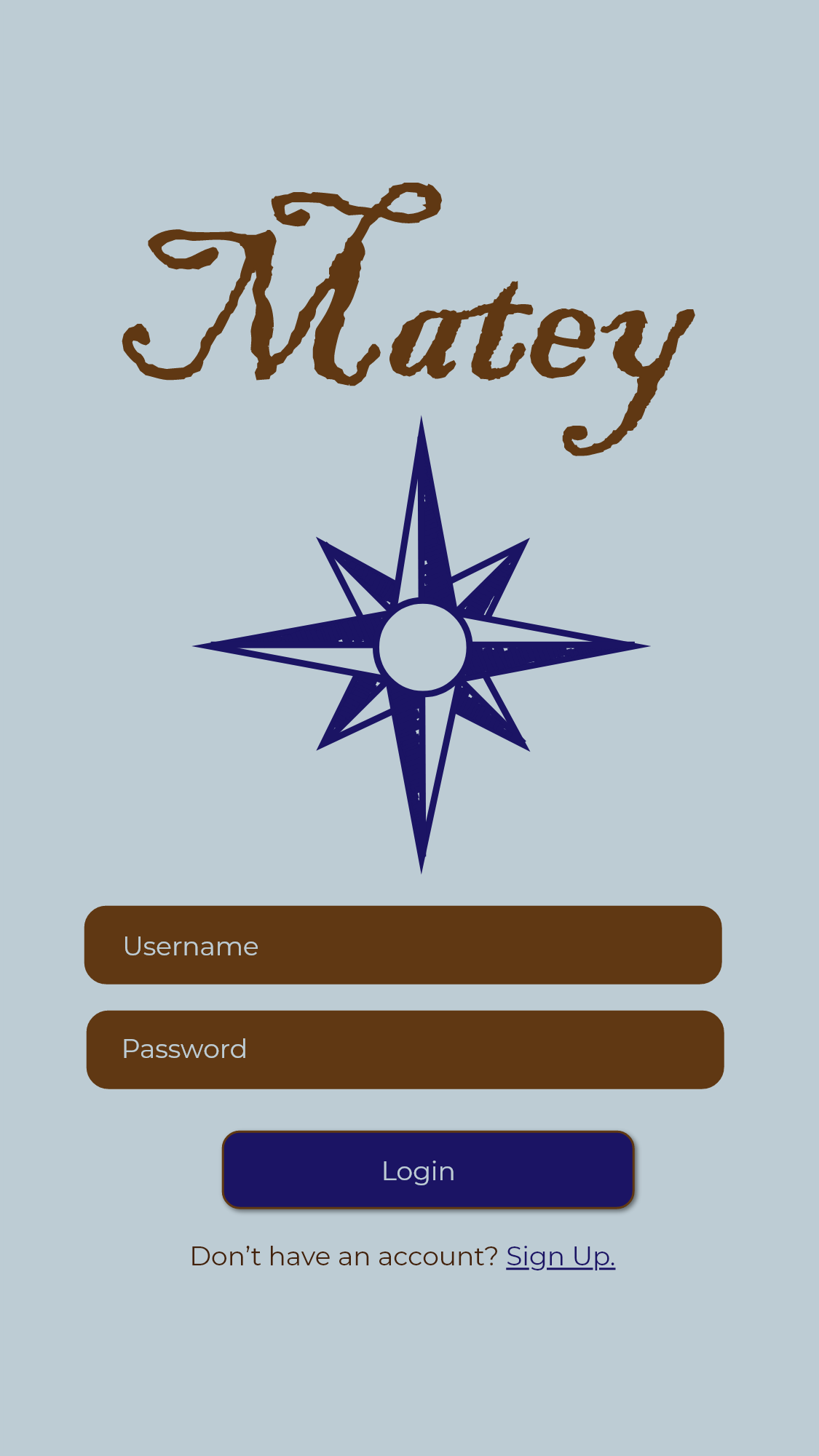 Matey login screen wireframe