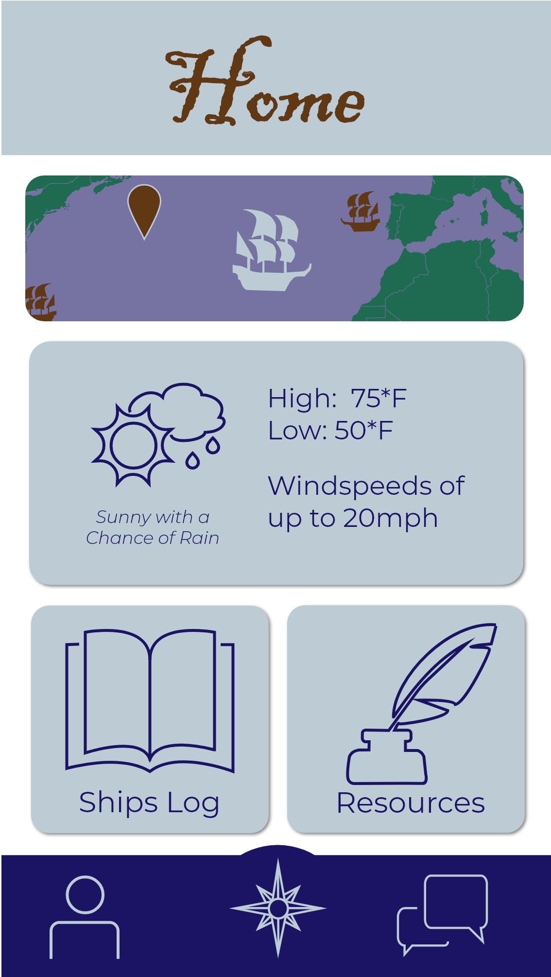 Matey homescreen wireframe