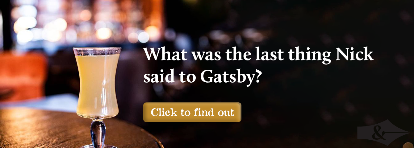 Display ad with drink, literary trivia, and call to action button