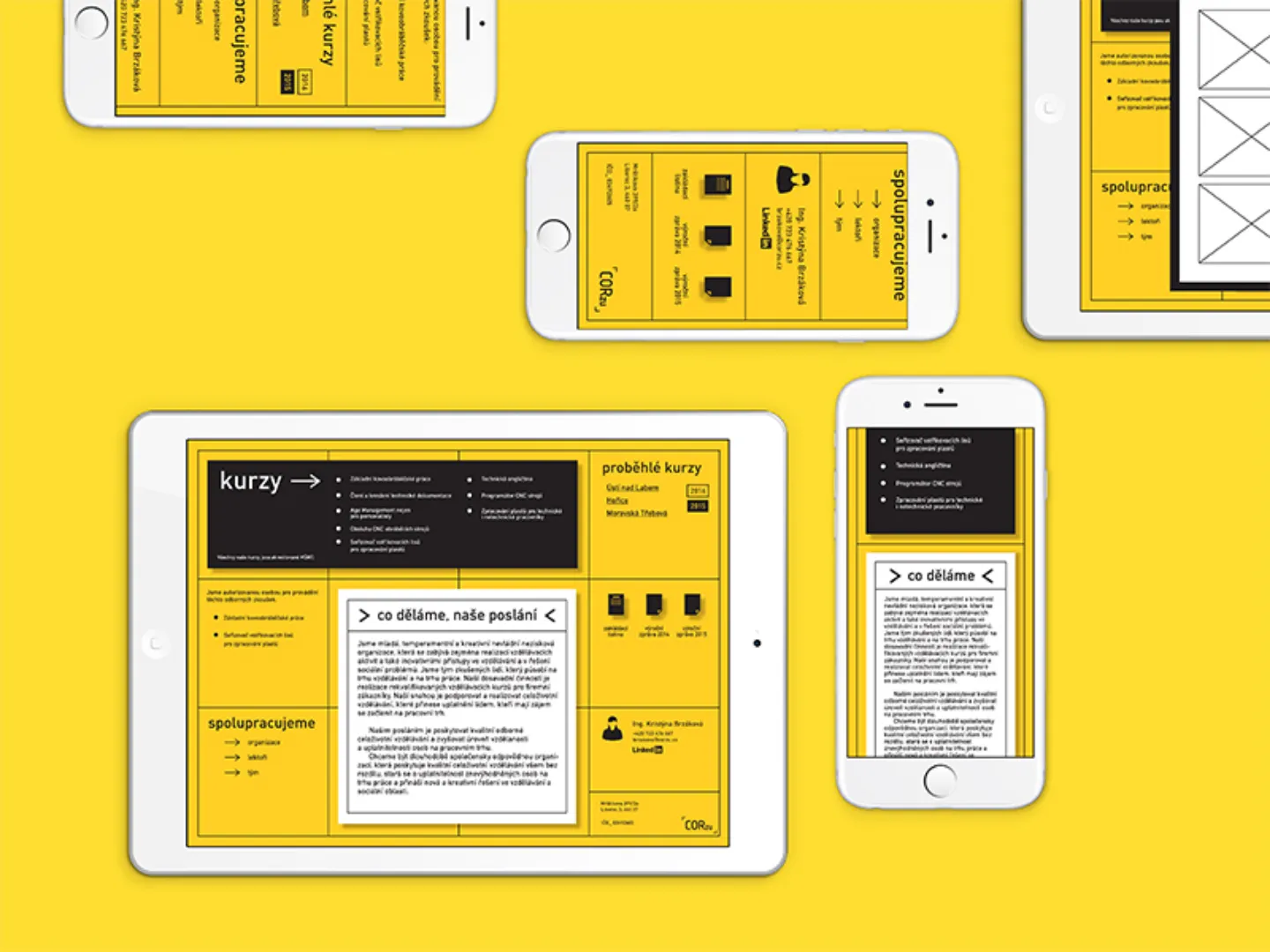 Sigle page website in yellow design.